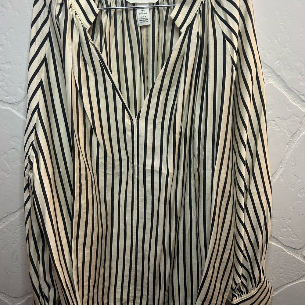 H&M Black and White Striped Blouse